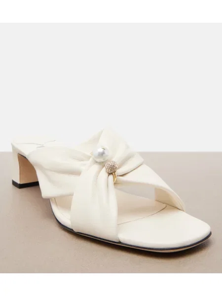 Papuci tip mules Jimmy Choo din piele alb
