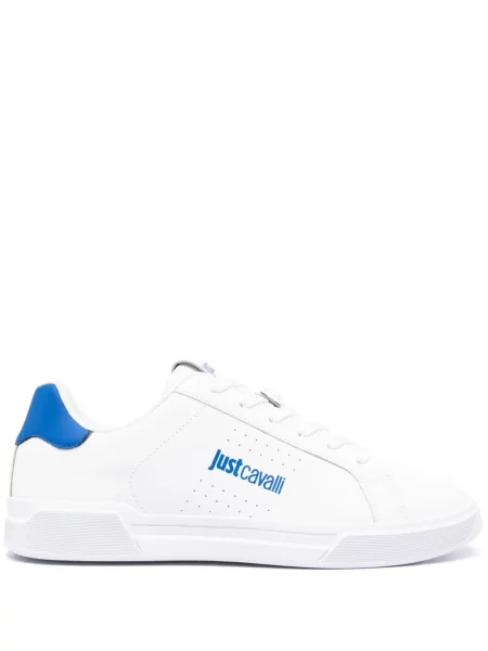 Sneakerși Just Cavalli din piele cu dungi de tigru alb