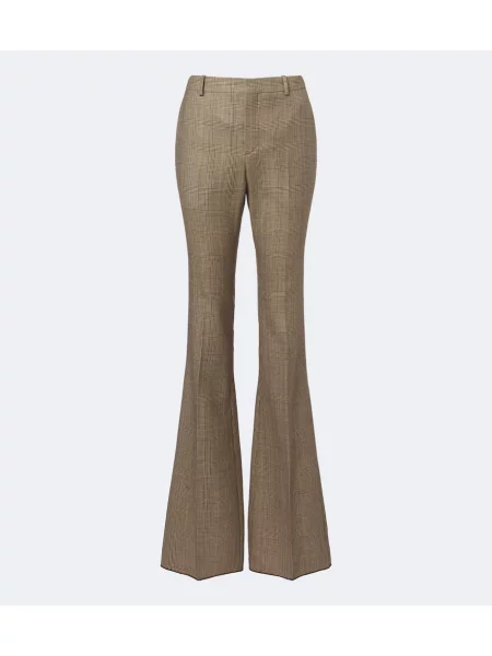 Pantaloni Saint Laurent de lână evazate bej