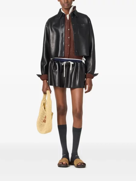 Geanta de piele Miu Miu negru