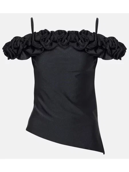 Top Coperni cu volane negru