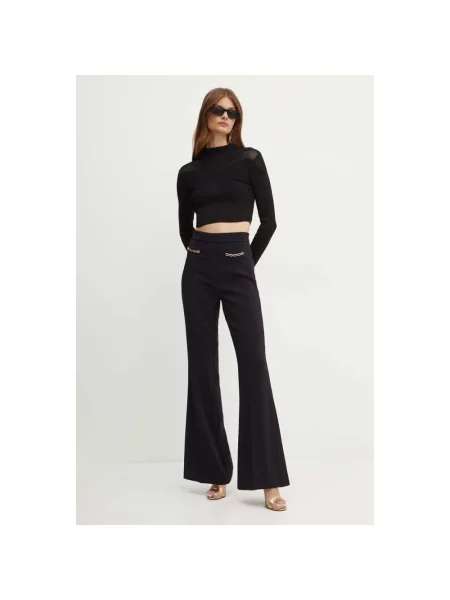 Twinset spodnie dzwony high waist czarny