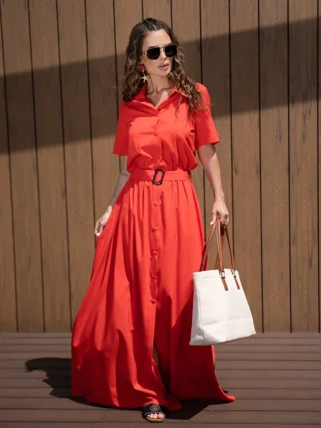 ISSA Plus Сукня максі Без підкладки червоний