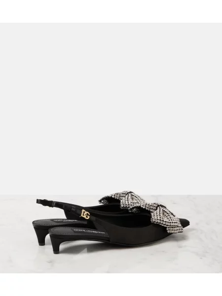 Pantofi cu toc Dolce&gabbana din satin slingback negru