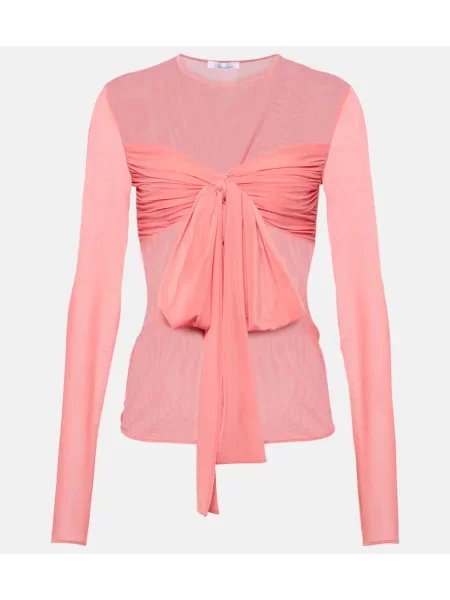 Top Blumarine cu funde din jerseu roz