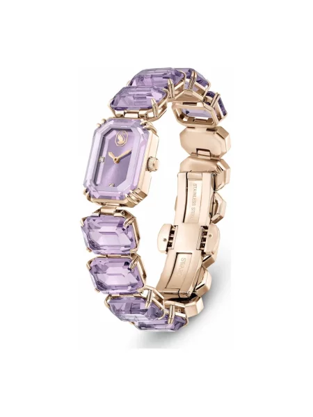 Lniany zegarek Swarovski fioletowy