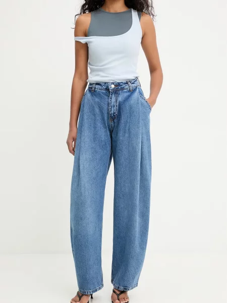 Answear.LAB jeansy wide leg niebieskie