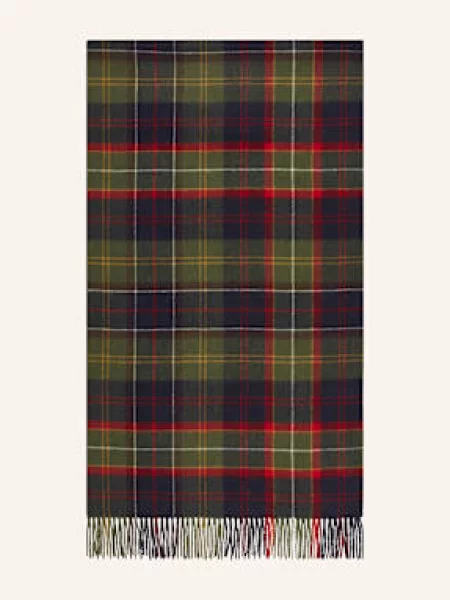 Barbour szalik wełniany wzorzysty zielony