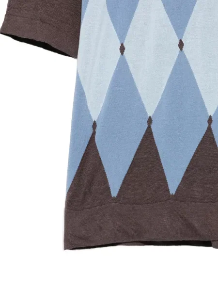 Tricou Ballantyne cu model argyle scurt maro