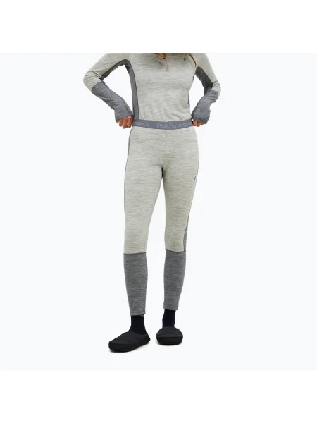Pantaloni termici pentru femei Peak Performance Peak Performance Magic Long Johns Wool-Blend Baselayer medium grey melange/melange grey gri