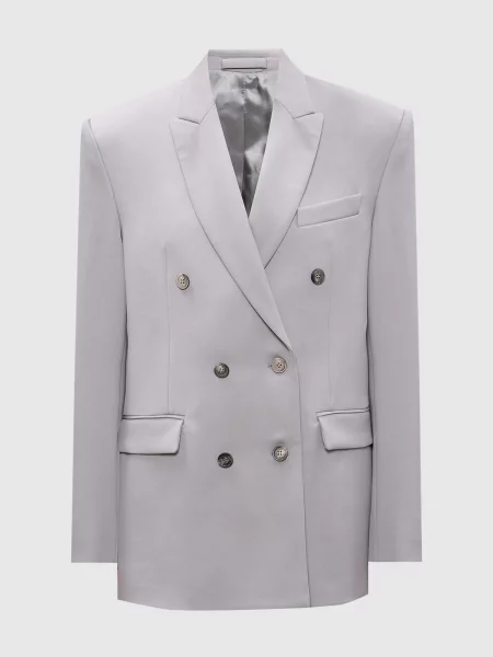 Шерстяной двубортный пиджак Wardrobe.nyc серый