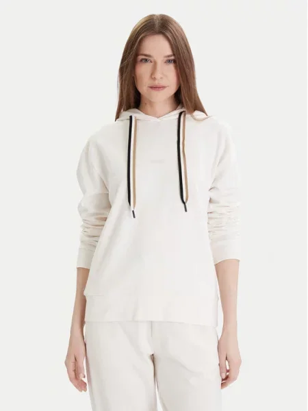 Bluza z kapturem i nadrukiem z logo model ‘STRIPE’ Boss biała