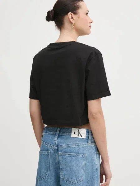Calvin Klein Jeans Póló VARSITY | Cropped Fit fekete