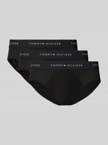 Figi z mieszanki bawełny w zestawie 3 szt. Tommy Hilfiger czarne