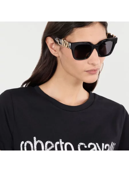 Okulary przeciwsłoneczne Roberto Cavalli w wężowy wzór czarne
