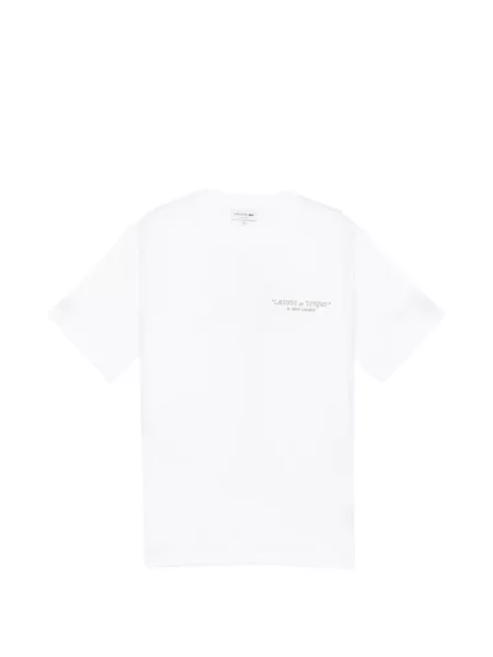 Tricou Lacoste cu broderie alb