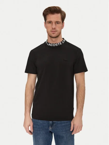 Тениска Lacoste с принт черно