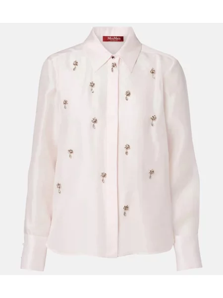 Cămașă Max Mara de mătase de cristal roz