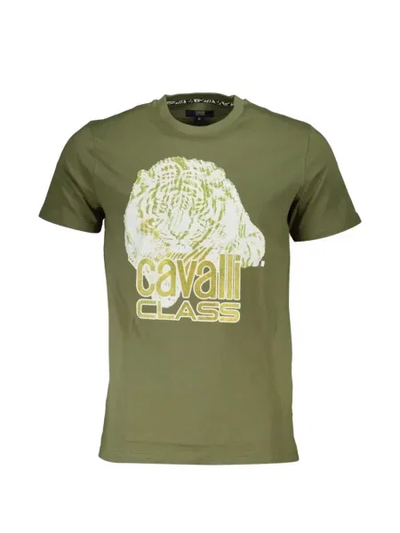 Tricou Cavalli Class cu imagine cu dungi de tigru verde