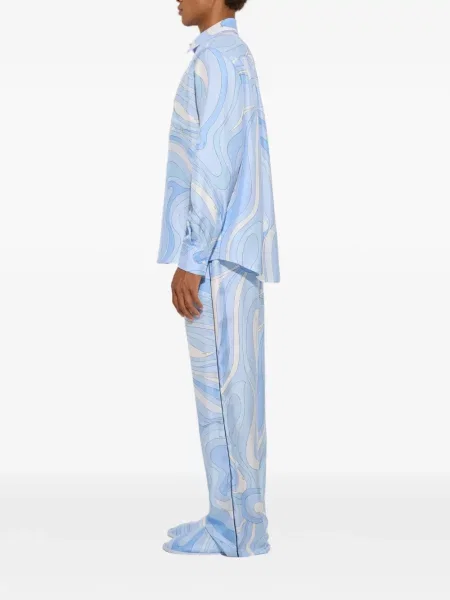 Hedvábné kalhoty Pucci s potiskem modré