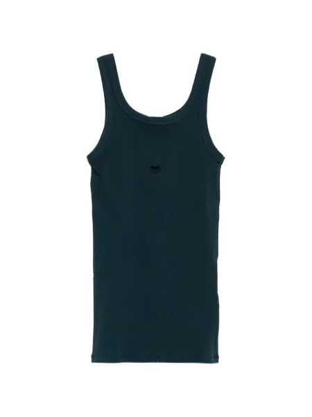 Top Baserange tricotate cu motiv cu inimi verde