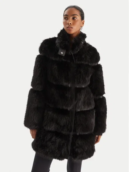 Palton de blană Patrizia Pepe negru