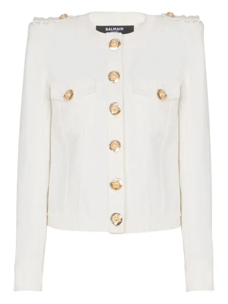 Geacă Balmain din canvas alb