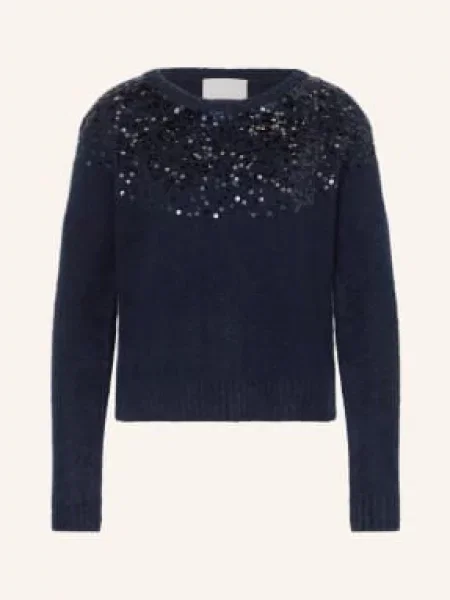 Hemisphere Sweter Z Kaszmiru I Cekinami blau granatowy