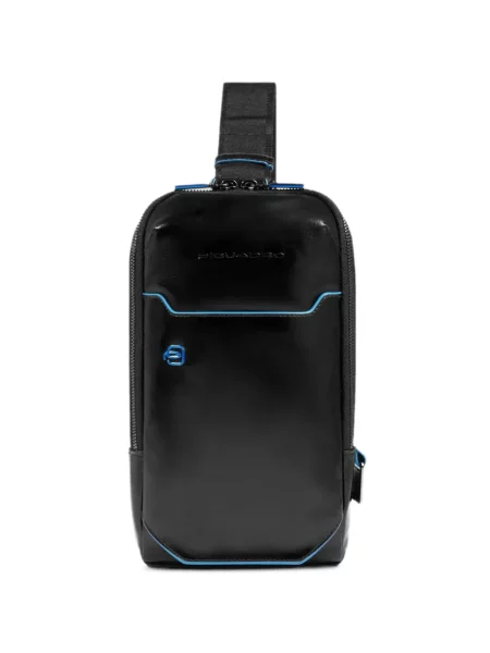 Bőr crossbody táska Piquadro fekete