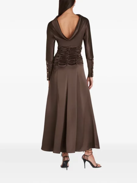 Rochie maxi Violante Nessi cu volane maro