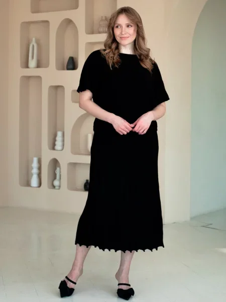 Спідниця міді Nita бавовна/акрил чорний