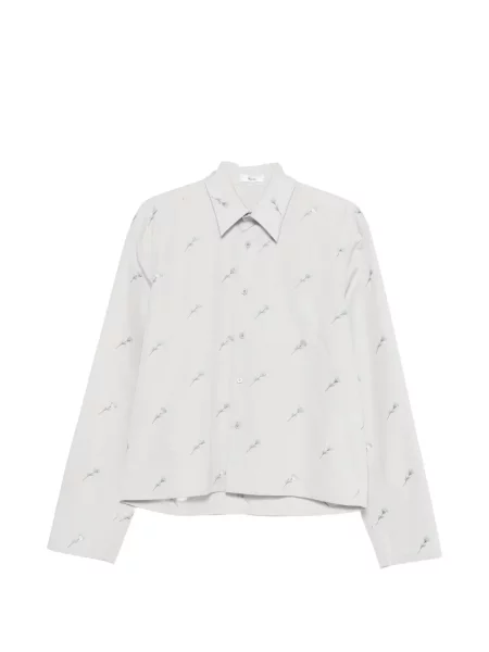 Cămașă Rier cu broderie cu model floral gri