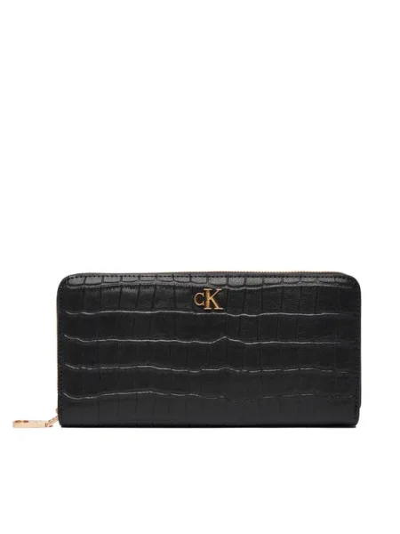 Portofel Calvin Klein Ck Croc Long Zip Around negru