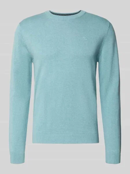 Regular Fit sweter dzianinowy z czystej bawełny Tom Tailor niebieski