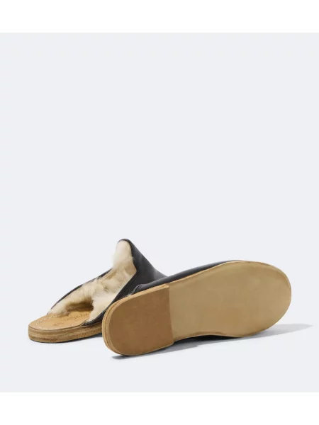 Papuci tip mules Sabah din piele negru