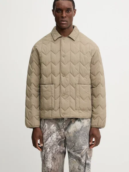Maison Kitsuné geacă Quilted de tranziție bej