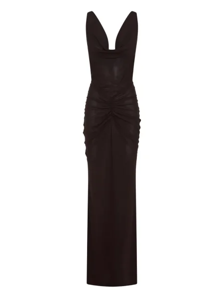 Maksi sukienka maxi Nicholas bez rękawów garniturowa brązowa