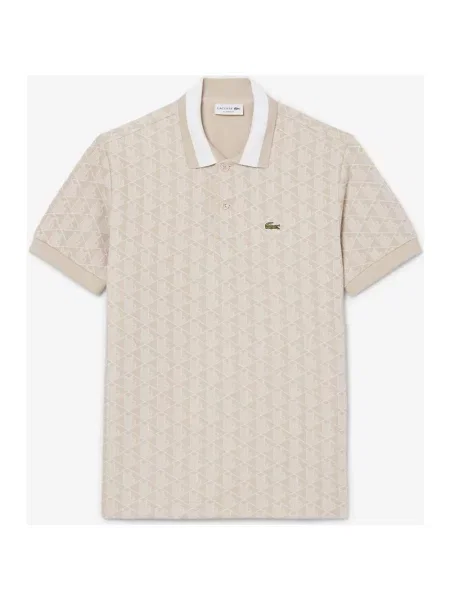 Polo Lacoste Col Bord-Cotes beżowy XS biały