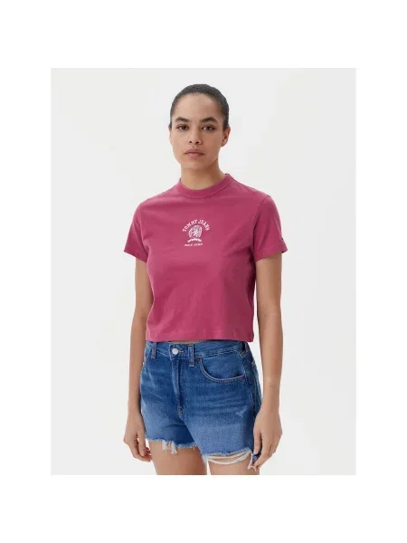 Tommy Jeans T-Shirt Varsity Regular Fit ροζ