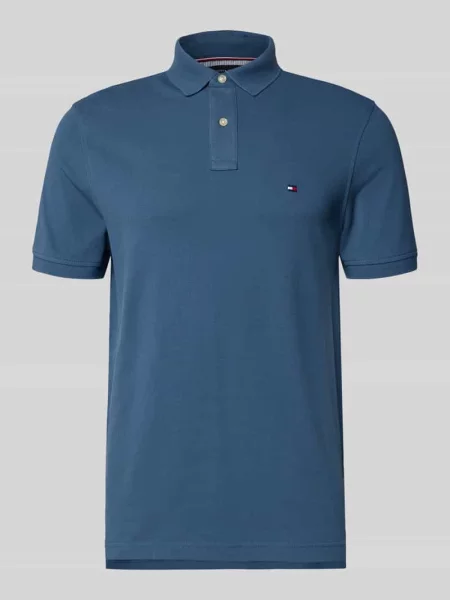 Koszulka polo o kroju regular fit z mieszanki bawełny Tommy Hilfiger niebieska