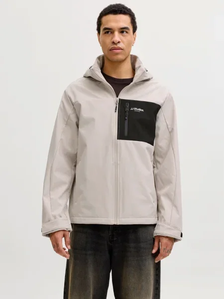 JACK & JONES Prechodná bunda JJNORTH krémová / čierna béžová
