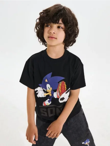 Sinsay loose tričko s potiskem Sonic the Hedgehog černá