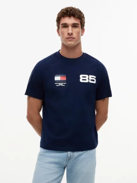 TOMMY HILFIGER Póló COUNTRIES tengerészkék fehér
