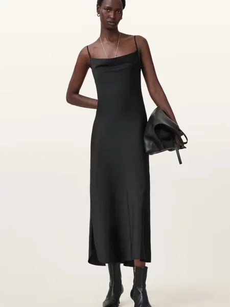 AllSaints rochie HADLEY midi mulată negru