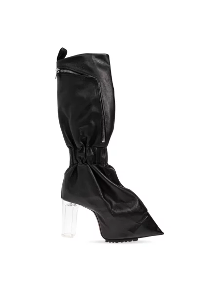 Botki Rick Owens skórzane na platformie czarne
