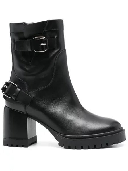 Botine Casadei din piele biker negru