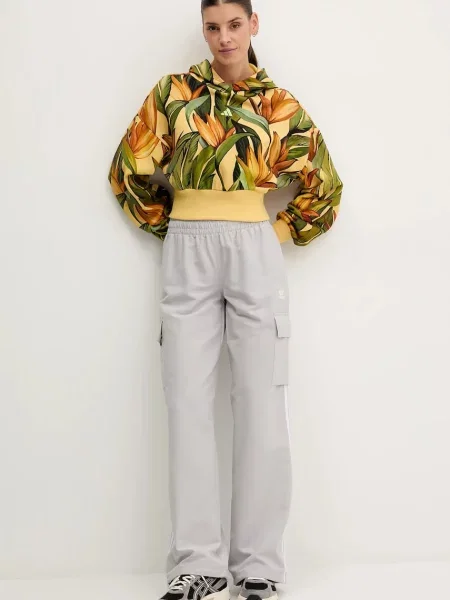 Брюки Adidas Originals в полоску с аппликацией серые
