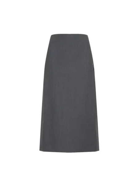 Spódnica midi Jil Sander wełniana szara