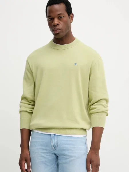 Пуловер Calvin Klein Jeans мъжки от лека материя зелено