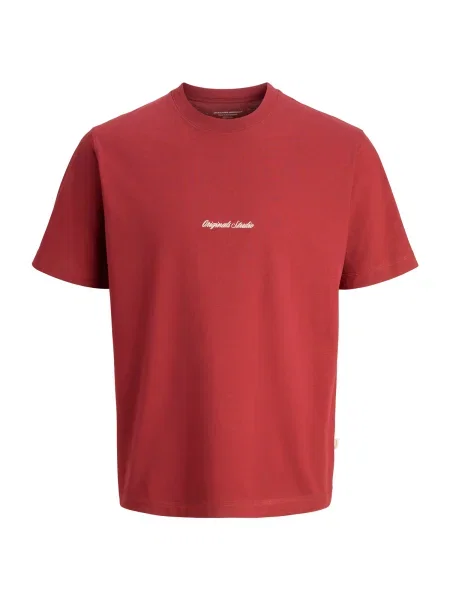 JACK & JONES Tricou JORNORREBRO bordeaux / alb roșu